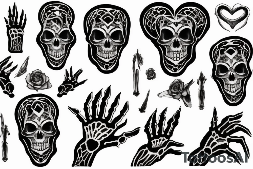 A black heart in a skeleton hand gothic tattoo idea