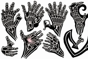 Gothic black heart in skeleton hand tattoo idea