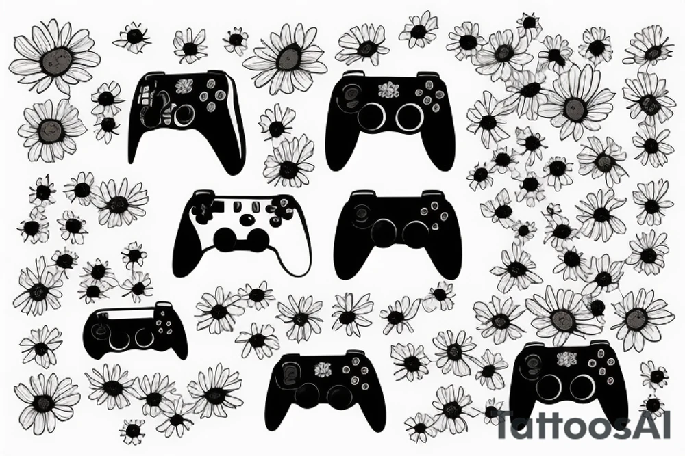 Console controller with daisy tattoo idea