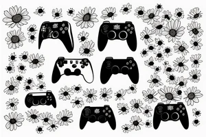 Console controller with daisy tattoo idea
