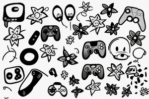 game controller and daisy tattoo idea