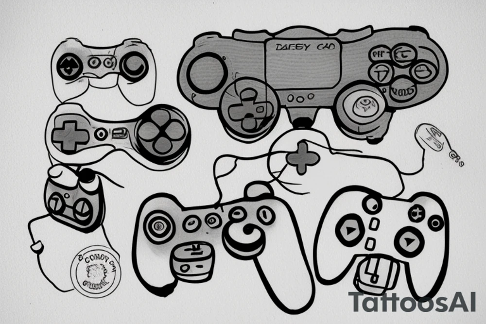 game controller and daisy tattoo idea
