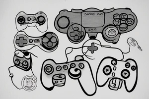 game controller and daisy tattoo idea