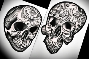 memento mori skull crow clock tattoo idea