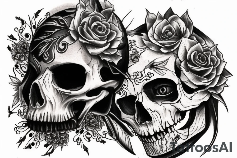 memento mori skull crow clock tattoo idea