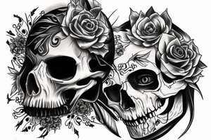memento mori skull crow clock tattoo idea