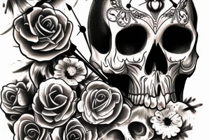memento mori skull crow clock tattoo idea