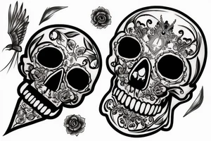 memento mori skull crow clock tattoo idea