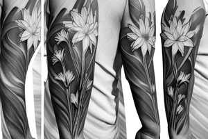Aster flower, lily of the valley flower, gladiolus flower, delphinium flower, water lily flower tattoo idea