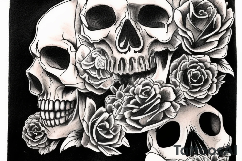 memento mori skull crow clock tattoo idea