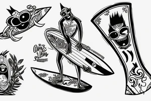 King Julien riding a surfboard tattoo idea
