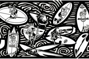 King Julien riding a surfboard tattoo idea