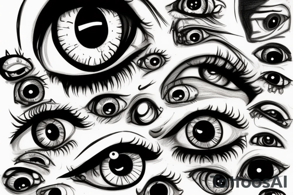 disturbing eyeballs tattoo idea