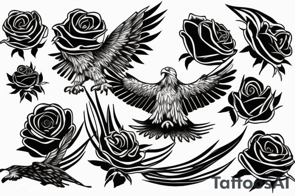 Eagle with rose tattoo idea