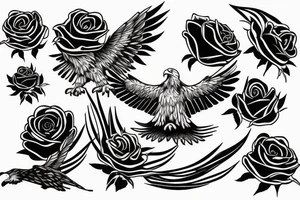 Eagle with rose tattoo idea