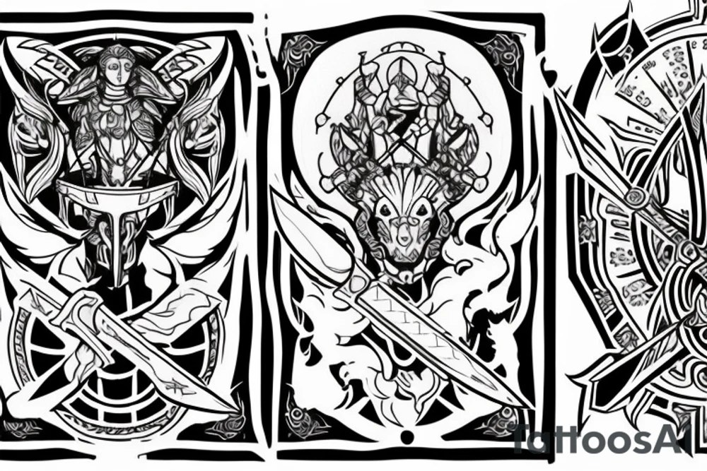 My Mirror, Sword, and Shield, these represent who I am, my strength, and power with gods protection. tattoo idea