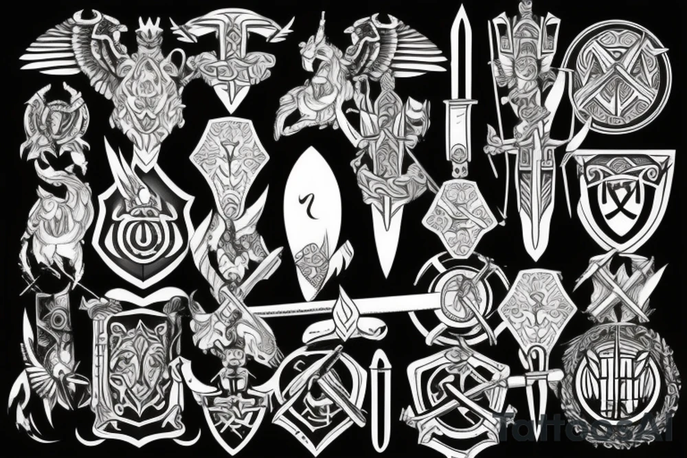 My Mirror, Sword, and Shield, these represent who I am, my strength, and power with gods protection. tattoo idea
