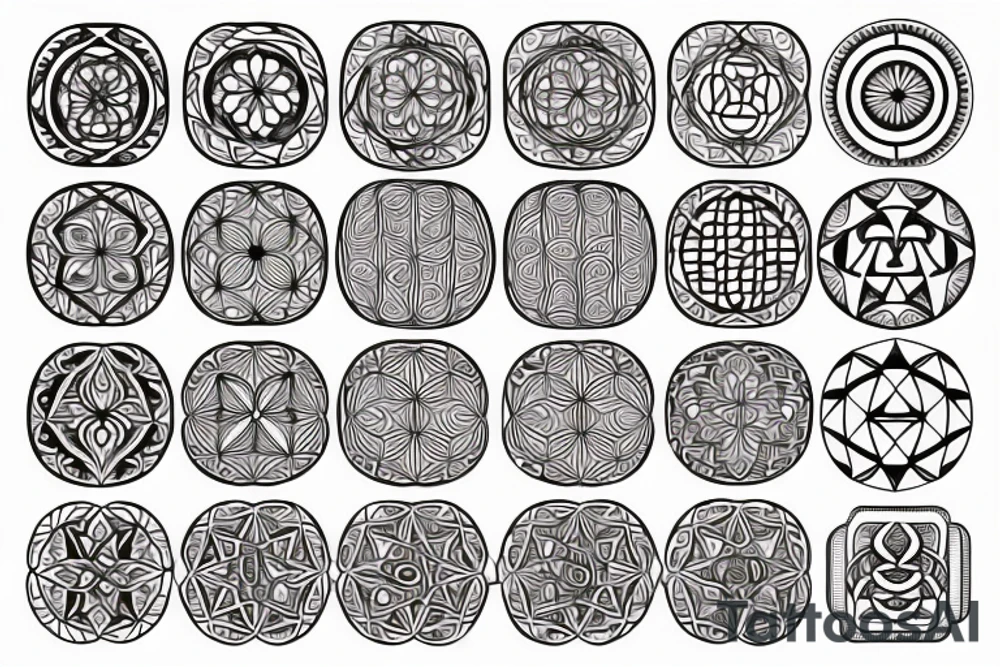 the seed of life of sacred geometric pattern in fine line tattoo idea