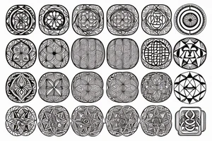 the seed of life of sacred geometric pattern in fine line tattoo idea