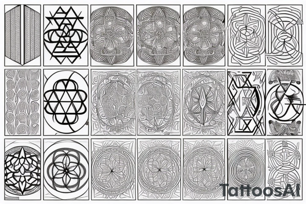 the seed of life of sacred geometric pattern in fine line tattoo idea