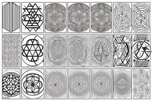 the seed of life of sacred geometric pattern in fine line tattoo idea