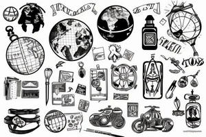 Travel tattoo with globe tattoo idea