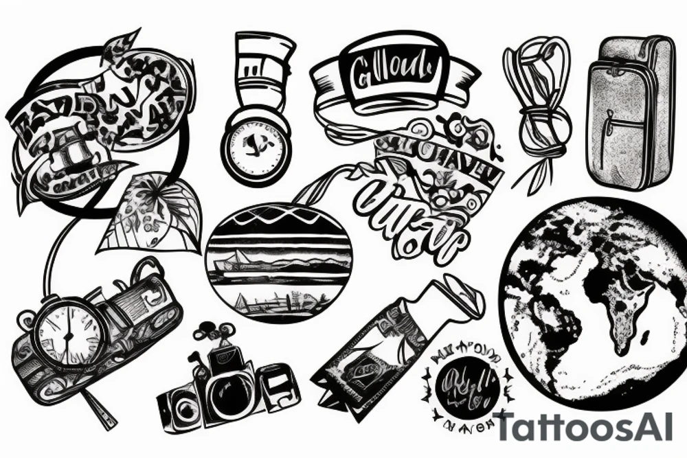 Travel tattoo with globe tattoo idea
