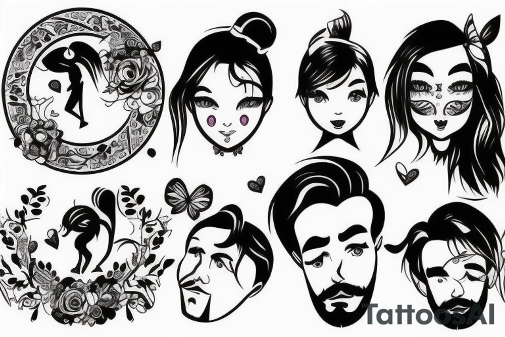 A unique father daughter image tattoo idea
