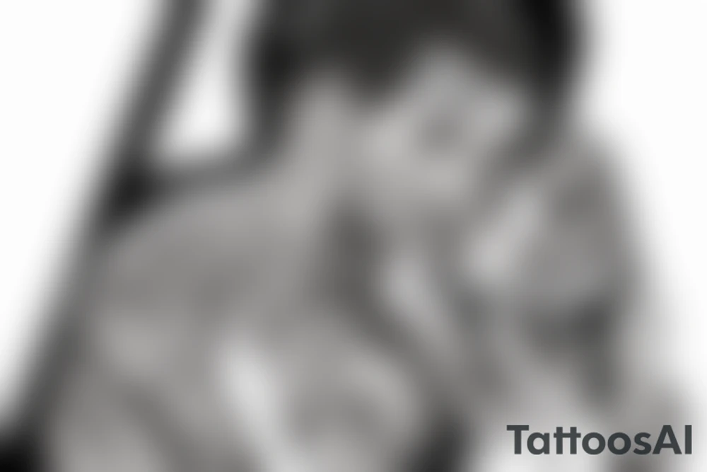 A unique father daughter image tattoo idea
