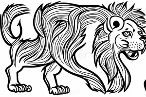 Fire lion with sun tattoo idea