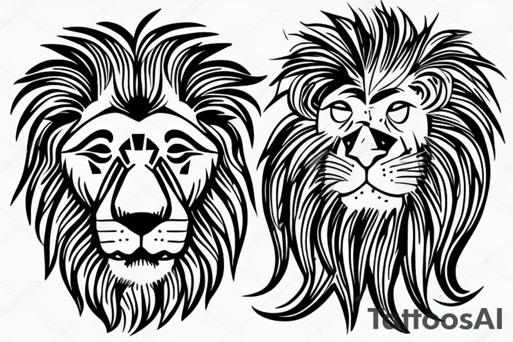 Fire lion with sun tattoo idea
