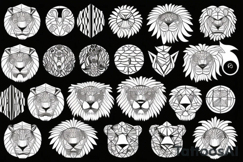 Fire lion with sun tattoo idea