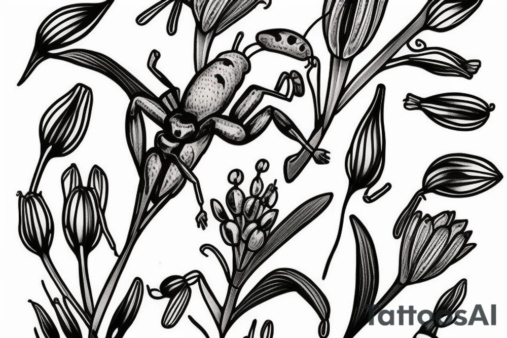 An ant on a lilly of the valley tattoo idea