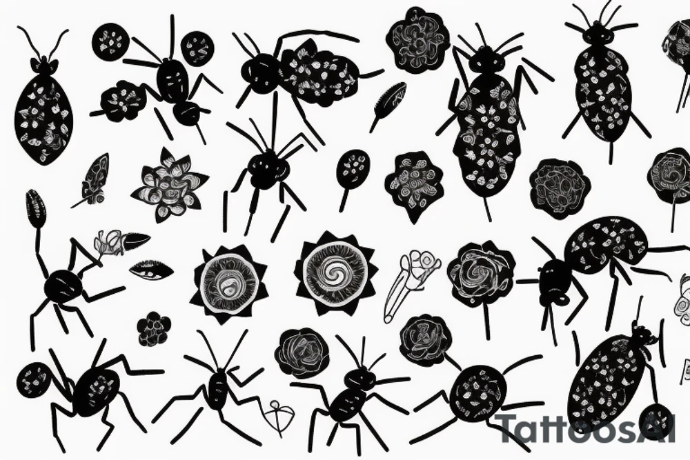 An ant on a cute flower tattoo idea