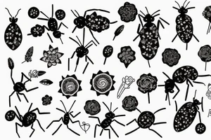 An ant on a cute flower tattoo idea