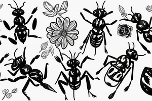 An ant on a flower on lower abdomen tattoo idea