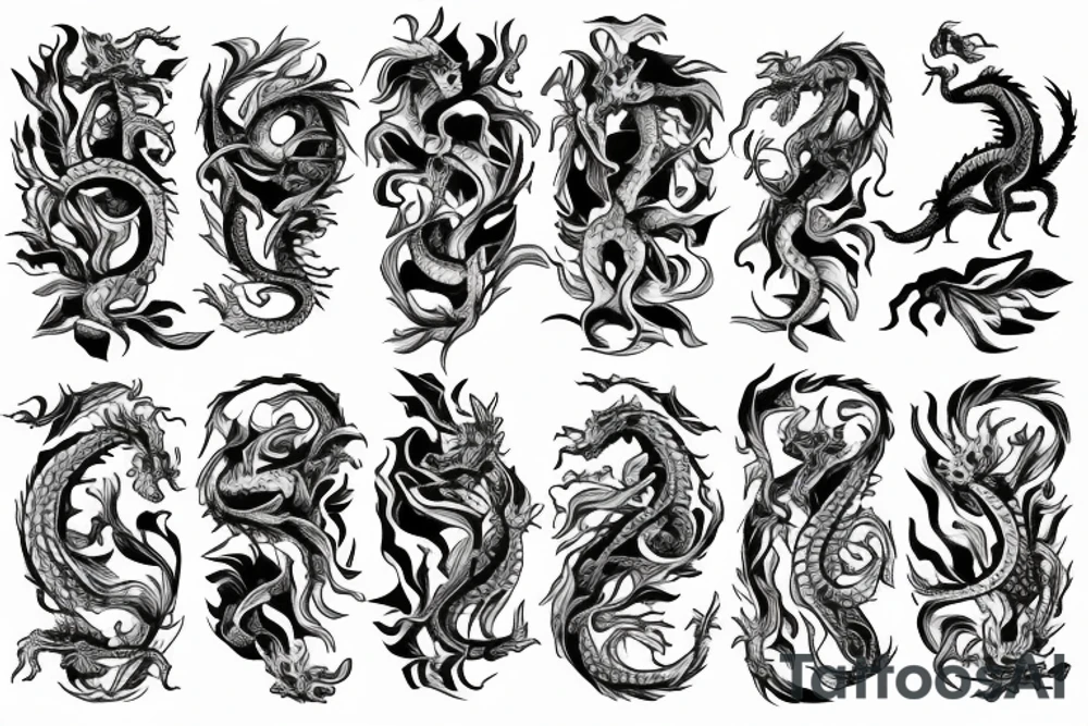 Dragon with flowers tattoo idea