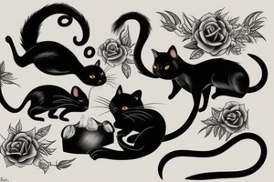 Black cat and mouse tattoo idea
