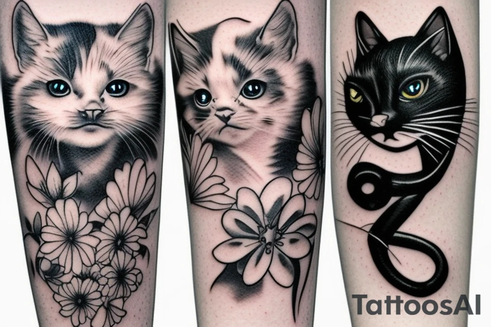 Black cat and mouse tattoo idea