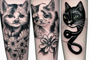 Black cat and mouse tattoo idea