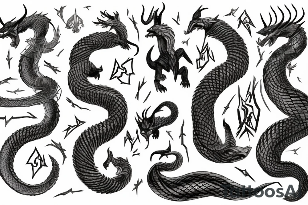 Loki Fenrir Hel and Jormungandr tattoo idea