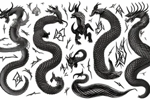 Loki Fenrir Hel and Jormungandr tattoo idea