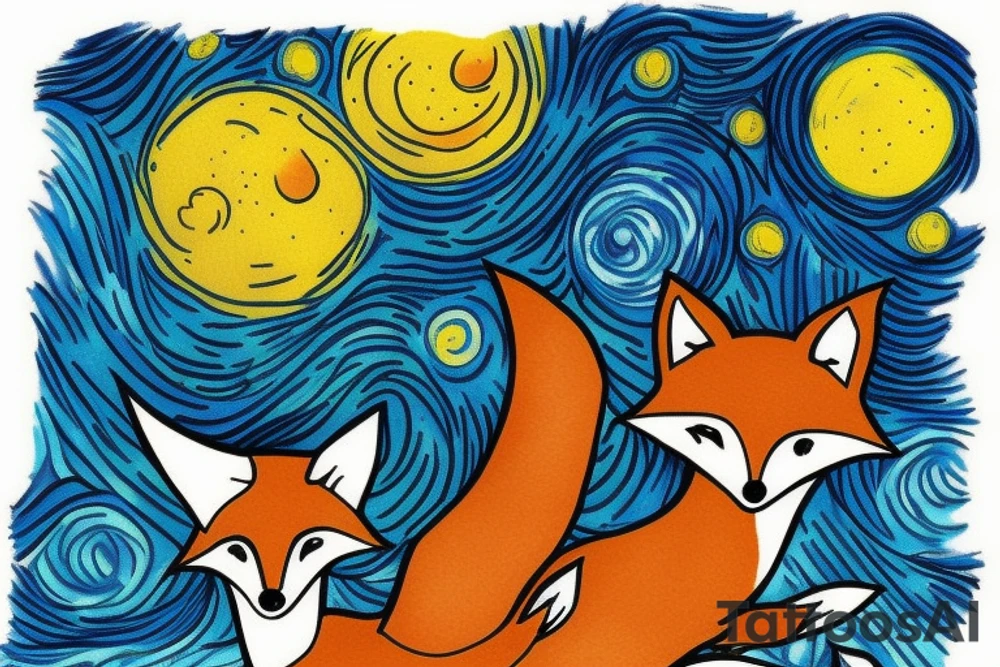 Little prince and fox on a planet. tattoo idea