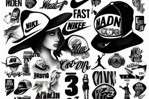 woman, hat, cool, Nike clothes tattoo idea