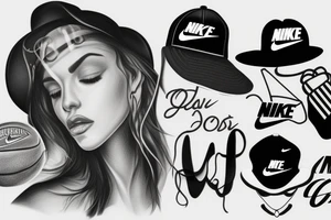 woman, hat, cool, Nike clothes tattoo idea