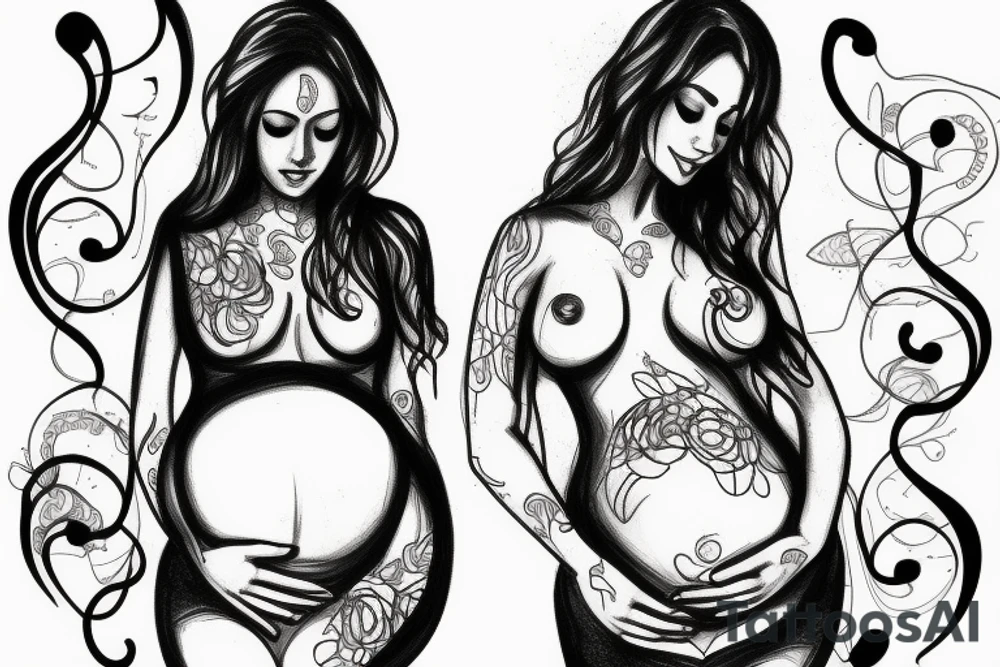 Pregnant woman Sketch tattoo idea