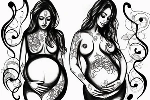 Pregnant woman Sketch tattoo idea