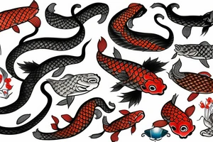 Koi and Snake tattoo idea
