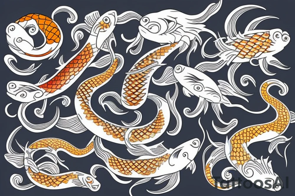 Koi and Snake tattoo idea
