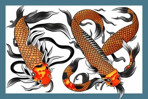 One large Koi surrounded by Snake tattoo idea